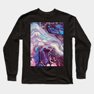 Turquoise Paint Pour Long Sleeve T-Shirt